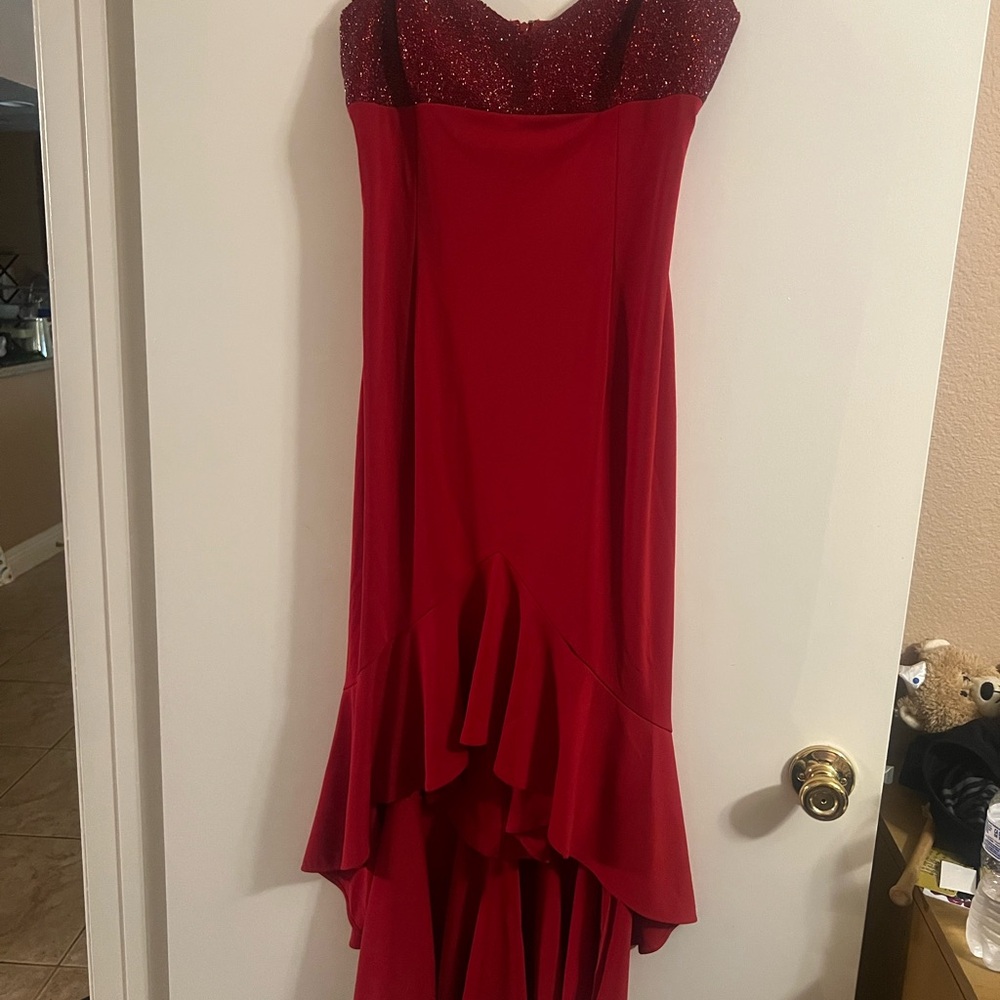JS Boutique Red Dress with Ruffle Hem
